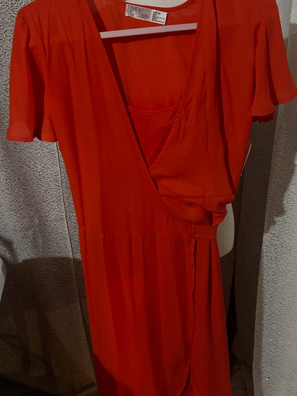 Time and Tru Bright orange Wrap Midi Dress